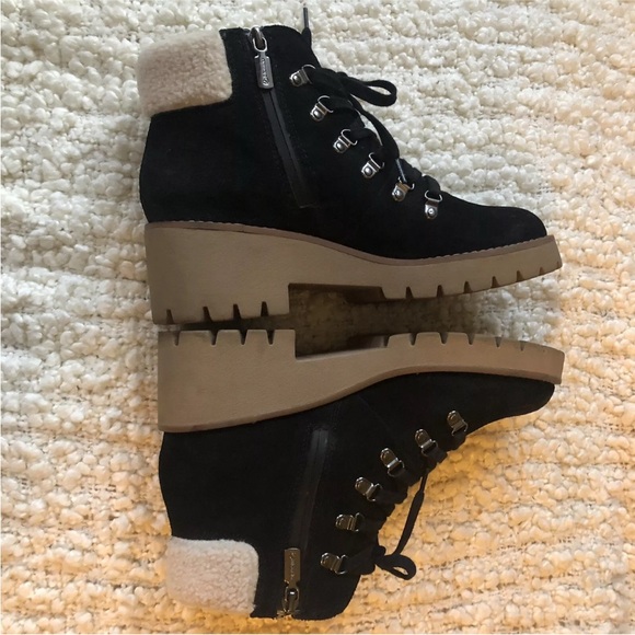 Blondo Womens DEVIN Waterproof Winter Ankle Boots Size 9 Black Suede Faux Fur - Picture 6 of 9